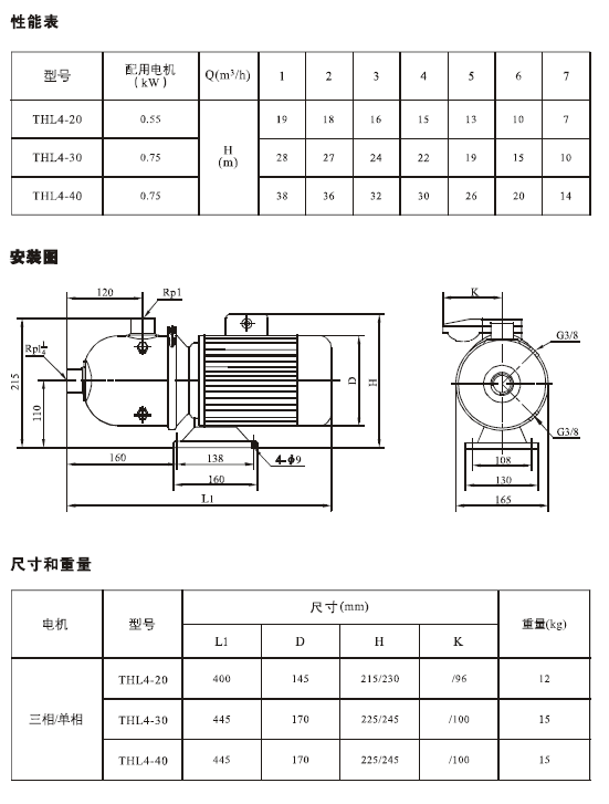 THL,THLF,THLFT轻型不锈钢多级泵